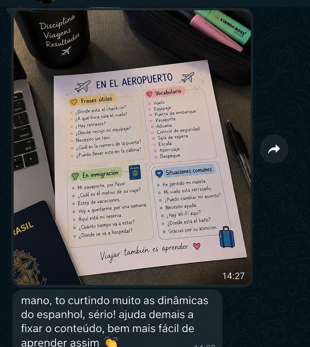 Print real de conversa de WhatsApp com depoimento sobre os mapas mentais